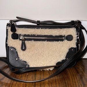 COACH Rhyder Black & Crème Shearling Crossbody Pochette
